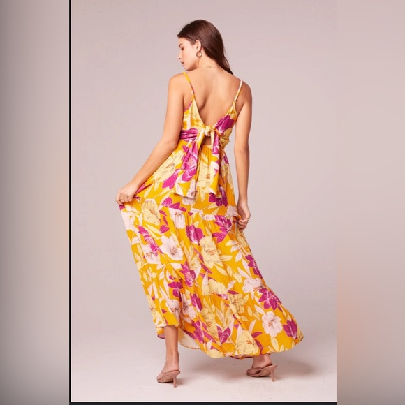 NWT BAND OF GYPSIES LOVESCAPE GOLD FLORAL COWL NECK MAXI DRESS - Picture 2 of 9
